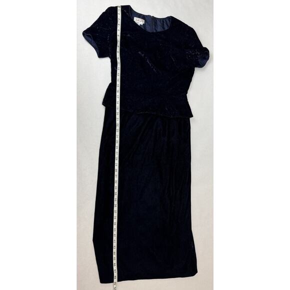 Vintage Talbots Dark Academia Velvet Dress Navy Violet Peplum Gothic Size 8 - Picture 7 of 9